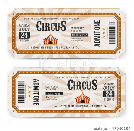 Vintage Circus Ticket Back And Front Vintage Circus Ticket Back And Front 47940104
