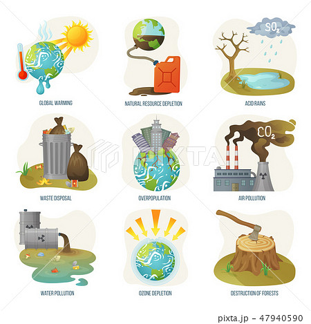 Global Warming Natural Resource Depletion Problemsのイラスト素材