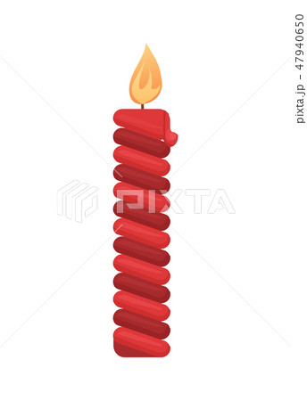 Red Burning Isolated Candle with Fire, Christmas 47940650