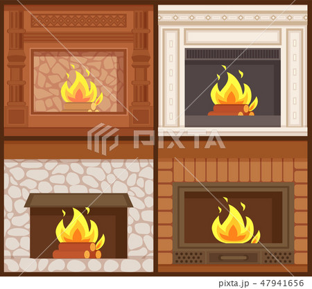 Fireplaces in Classic Styles Wooden and Stone 47941656