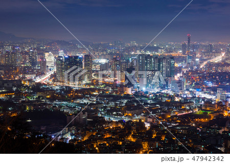 Seoul city in Misty day at night , South Korea Seoul city in Misty day at night , South Korea 47942342