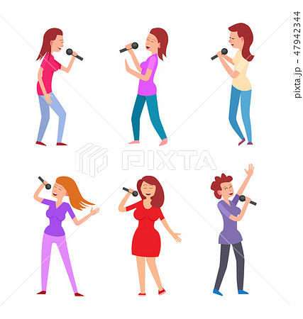 Music Singers Characters Microphones Performing 47942344