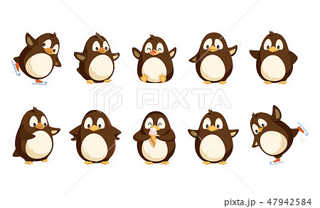 Penguins North Pole Animals Isolated Icons Setのイラスト素材