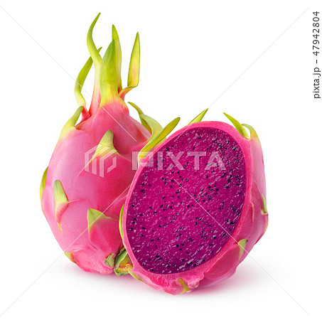 Isolated red fleshed dragon fruit 47942804