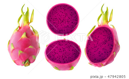 Collection of isolated red fleshed dragon fruits Collection of isolated red fleshed dragon fruits 47942805