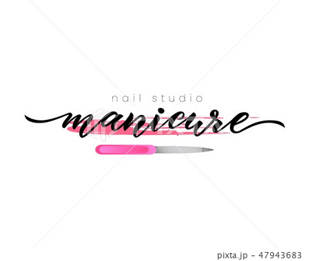 Hand lettering Manicure. Nail studio. Spot of nail polish. Vector Hand lettering Manicure. Nail studio. Spot of nail polish. Vector 47943683