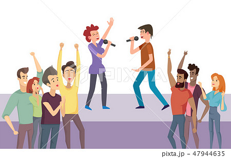 Man and Woman Singing on Stage, Concert Vector 47944635