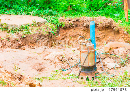 water pump on ground with copy space add text water pump on ground with copy space add text 47944878