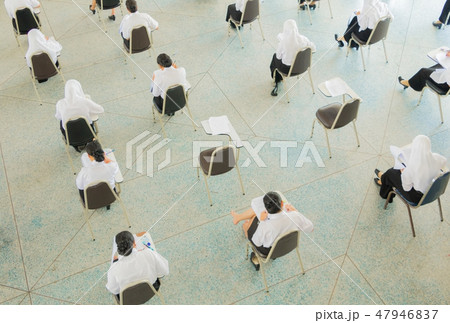 top view student sit chair in classroom top view student sit chair in classroom 47946837