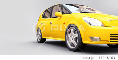 Yellow city car with blank surface for your creative design. 3D rendering. Yellow city car with blank surface for your creative design. 3D rendering. 47948163