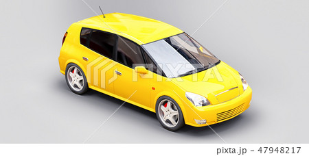 Yellow city car with blank surface for your creative design. 3D rendering. 47948217