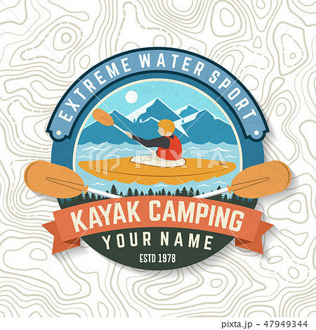 Kayak club. Vector. Concept for patch, badge, print, stamp or tee. Vintage typography design with Kayak club. Vector. Concept for patch, badge, print, stamp or tee. Vintage typography design with 47949344