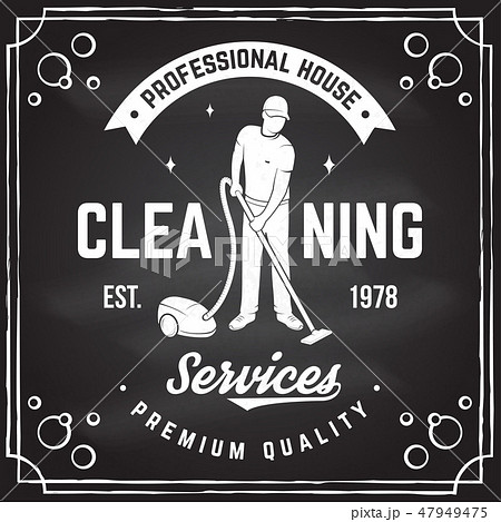 Cleaning company badge, emblem. Vector illustration. Concept for shirt, stamp or tee. Vintage 47949475