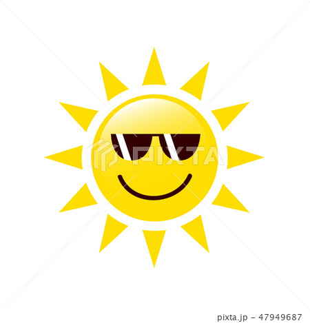 summer sun face with sunglasses and happy smile 47949687