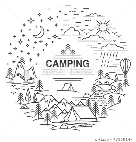 Flat line style travel banner 47950147