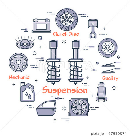 Vector round banner of suspension - car part 47950374