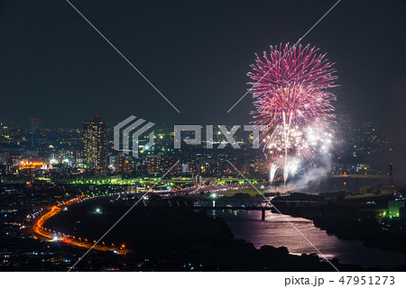葛飾納涼花火大会の俯瞰 2018年7月撮影 47951273