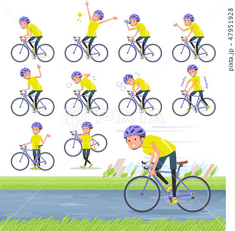 flat type men yellow sportswear_road bike 47951928