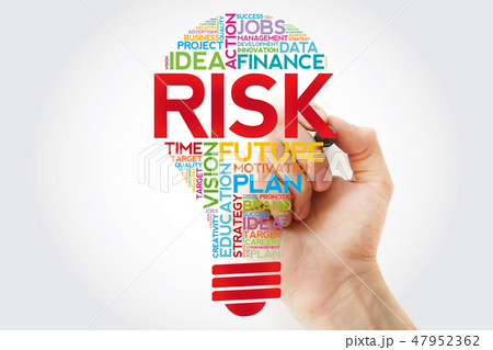 RISK bulb word cloud collage with marker RISK bulb word cloud collage with marker 47952362