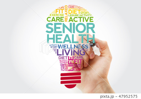 Senior health bulb word cloud with marker Senior health bulb word cloud with marker 47952575