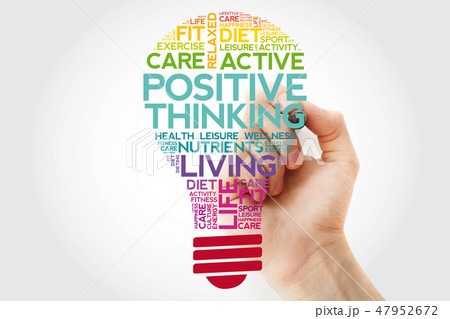 Positive thinking bulb word cloud collage 47952672