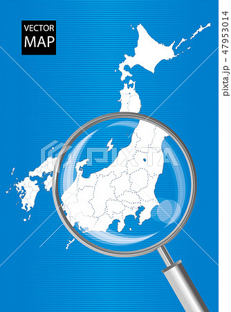 日本地図 青 虫眼鏡で拡大された関東甲信越地方の地図 日本列島 ベクターデータのイラスト素材 47953014 Pixta