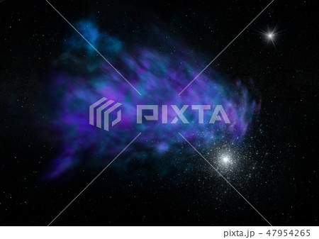 Star field in space and a nebulae. 3D rendering 47954265