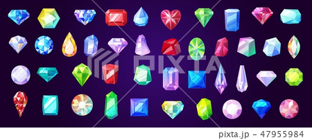 Gems, diamond and ruby vector precious stones 47955984