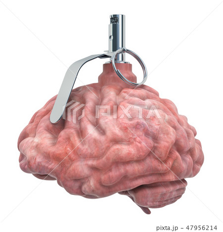 Human brain as hand grenade. 3D rendering 47956214