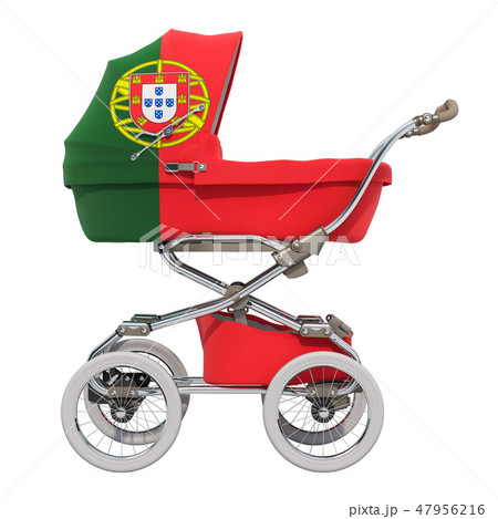 Baby stroller with Portuguese flag texture 47956216
