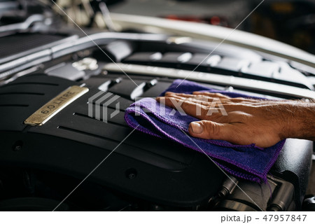 Car detailing series: Cleaning luxury car engine 47957847