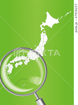 日本地図(緑):虫眼鏡で拡大された西日本・関西・四国・九州の地図|日本列島 ベクターデータ 日本地図(緑):虫眼鏡で拡大された西日本・関西・四国・九州の地図|日本列島 ベクターデータ 47958257