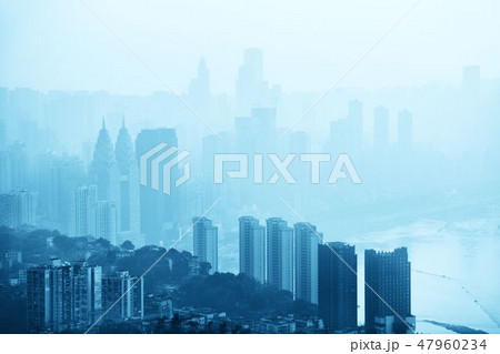 Chongqing urban architecture fog 47960234