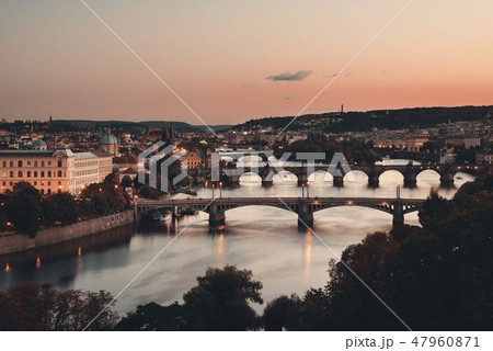 Prague skyline and bridge 47960871