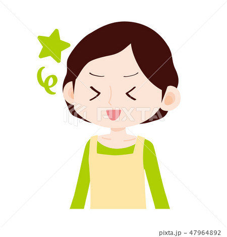 パーマのエプロン母 愉快 お茶目 パーマのエプロン母 愉快 お茶目 47964892