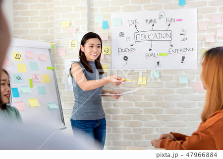 Asian female college student making a presentation 47966884