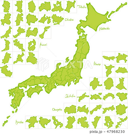日本地図　都道府県　手書き 47968230