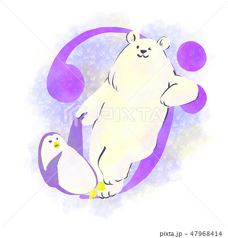 ヘ音記号 白熊 ペンギン 踊るのイラスト素材