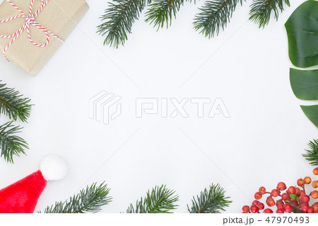 Top view of Christmas composition, gift box, Top view of Christmas composition, gift box, 47970493