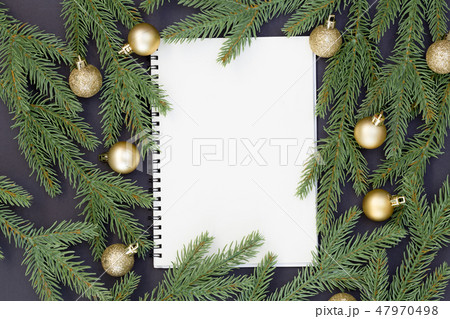 Top view of white paper and Christmas Top view of white paper and Christmas 47970498