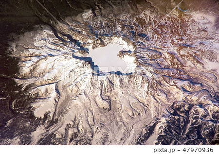 Sleeping Baitoushan volcano in winter 47970936