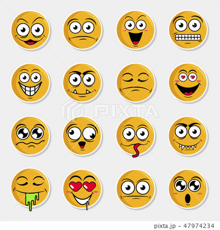 Set of cute happy smiley emotions,vector illustration Set of cute happy smiley emotions,vector illustration 47974234