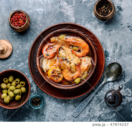 Fresh seafood soup 47974237