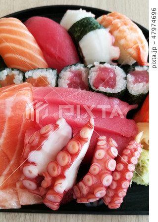 Raw seafood sashimi set  47974696