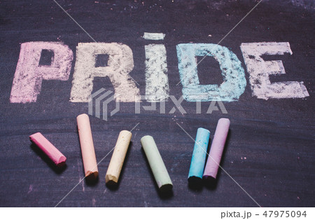 word  PRIDE on a chalk board 47975094