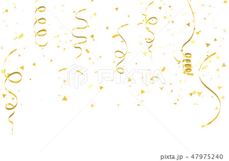 gold confetti Celebration carnival ribbons. 47975240