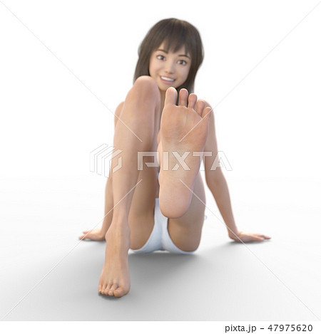 足の裏を見せる若い女性　permingリアル3DCGイラスト素材 47975620