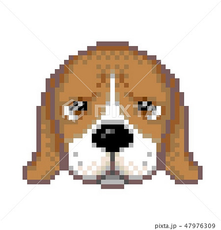 ドット絵 ビーグル犬 悲しいのイラスト素材