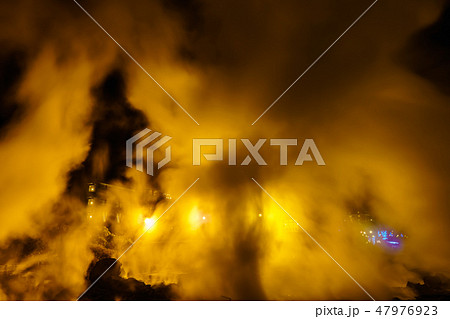 雲仙地獄（清七地獄）ライトアップ　【長崎県雲仙市】 47976923