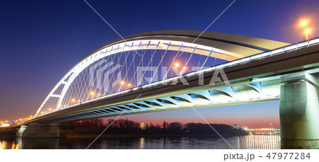 Apollo Bridge in Bratislava at night, Slovakia 47977284